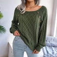 thumbnail image 4 of Women'S Casual Knitted Pullover Sweaters Long Sleeve Crew Neck Jumper Tops Green S, 4 of 10