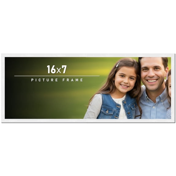 16x7 Frame White Solid Wood Picture Frame Includes UV Acrylic Shatter Guard Front, Acid Free Foam