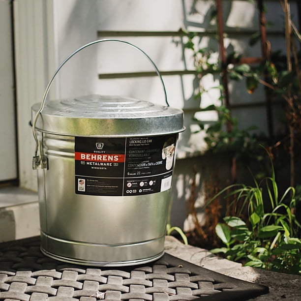 Behrens Galvanized Steel Locking Lid Storage Can, 6-Gallon