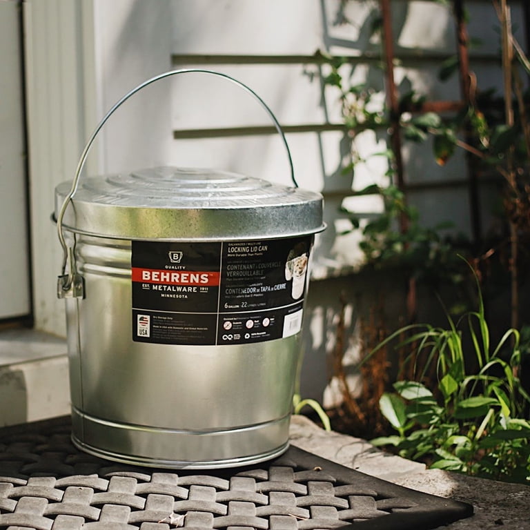 got.me シルバー ボックス Behrens Galvanized Steel Locking Lid Storage Can, 6-Gallon