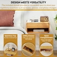 thumbnail image 5 of Bamboo Floating Nightstand with Drawer & Open Shelf - Fully Assembled Wall Mounted Bedside Table with Modern Design for Bedroom and Small Spaces - Certified Bamboo Side Table, 5 of 5