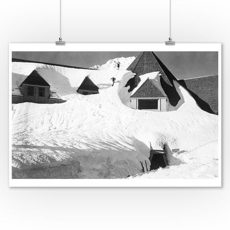 - Timberline Lodge Skiing off Roof Mt. Hood Photograph (9x12 Art Print, Wall Decor Travel Poster)