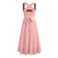 thumbnail image 6 of Summer Midi Dresses for Women Halter Sleeveless Square Neck Dresses Fitted Waist Causal Solid Dress, L, 6 of 7