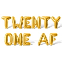 Letter Balloons - TWENTY ONE AF 16" Inch Alphabet Letters Foil Mylar Balloon 21st Birthday Party Banner (Gold)