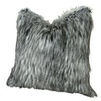 Plutus Luxury Siberian Faux Husky Handmade Throw Pillow - Gray - White & Black - 20 x 20 in.