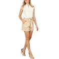 thumbnail image 2 of Allegra K Women's Ruffle Neck Mesh Panel Keyhole Back Cap Sleeve Blouse, 2 of 6