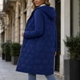 thumbnail image 6 of Women's 2026 Winter Lightweight Quilted Puffer Hooded Jacket Overcoat Plus Size Lightweight Quilted Midi Long jackets for Women Navy M, 6 of 7