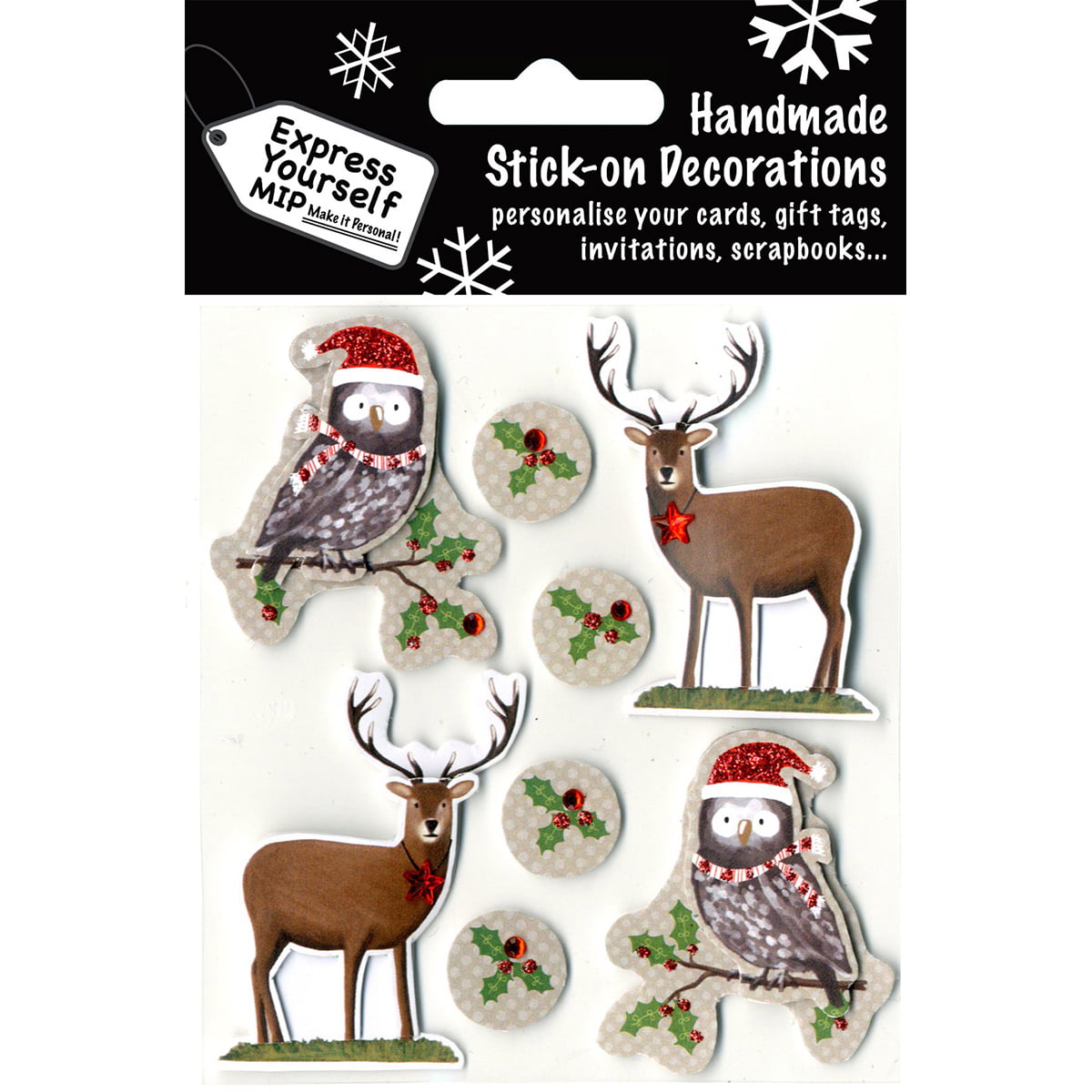 Express Yourself MIP 3D Stickers Craft Card Toppers Christmas Deer Owls 