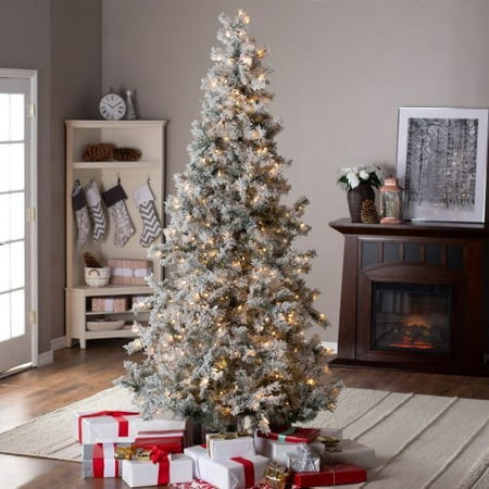 7 5ft pre lit lightly flocked whiteland pine w laser 16 ft christmas tree stand