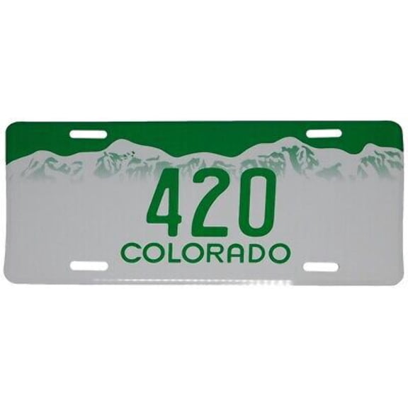 420 Colorado White Green 6"x12" Aluminum License Plate