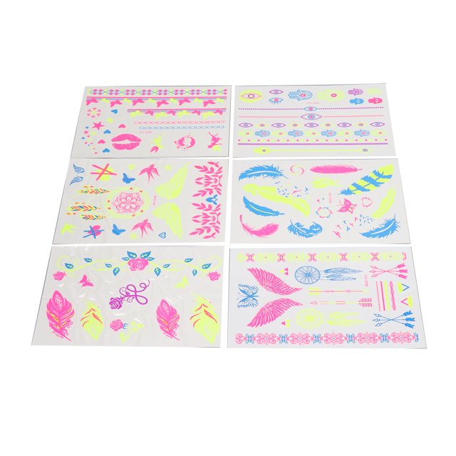 Pegatinas para tatuajes, 15 unidades, pegatinas fluorescentes para tatuajes en el brazo, pegatinas temporales para tatuajes diseñadas para profesionales