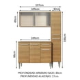 thumbnail image 3 of Cocina Integral Completa 137cm Emilly Force Madesa 02 - Marrón Madesa GREM137002, 3 of 9