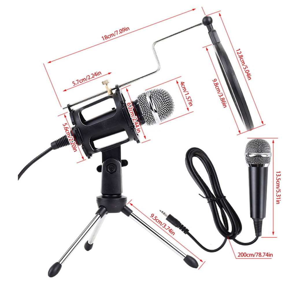 Drrntien Portable Condenser Microphone Set Foam Mic Windscreen for Home Entertainment and Educational Use with Clear Sound Output