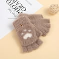 thumbnail image 4 of Knitted plush flap gloves Winter half finger gloves Women's cute gloves, 4 of 6