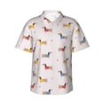 thumbnail image 4 of Wukai Dachshund Dog Puppy Men's Hawaiian Shirt Short Sleeve Casual Button Down Summer Beach Aloha Shirt Tropical Print Holiday Party, 4 of 8