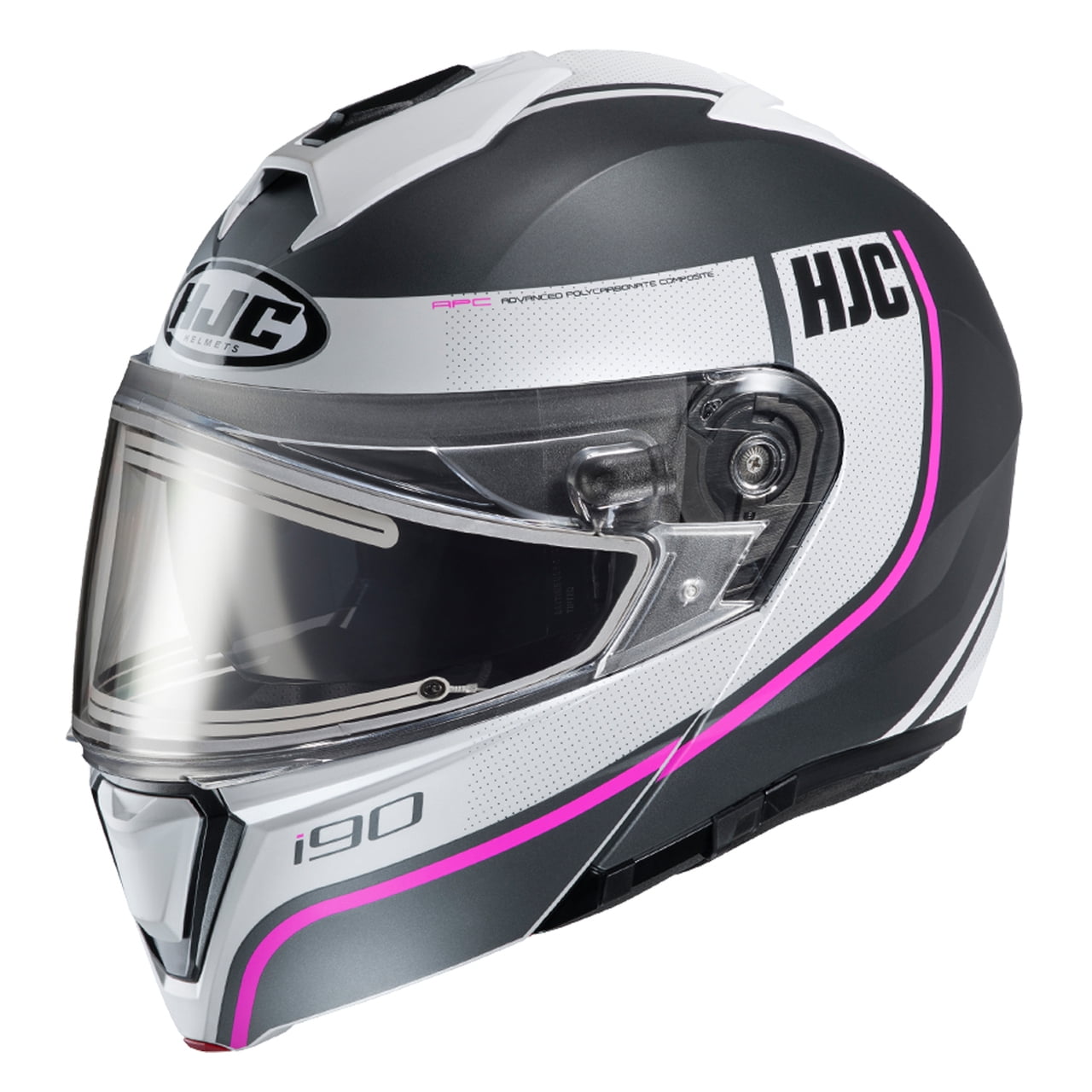 HJC i90 Davan Snow Helmet w/Heated Electric Shield Pink/Black/White LG