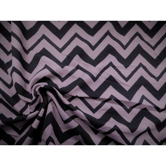 Bullet Printed Liverpool Textured Fabric 4 way Stretch Black Gray Chevron R50 (Yard)