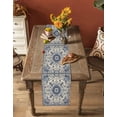 thumbnail image 5 of Blue Boho Table Runner 108 Inches, Rustic Southwestern Ethnic Geometric Bed Runner Dresser Scarves Tabletop for Indoor Outdoor Parties/Ceremony/Banquet, 13"x 108", 5 of 8