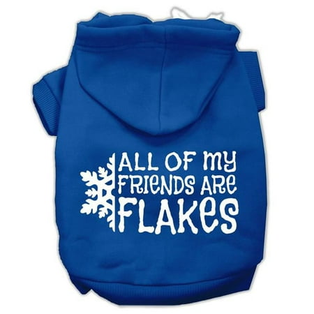 All my Friends are Flakes Screen Print Pet Hoodies Blue Size Lg