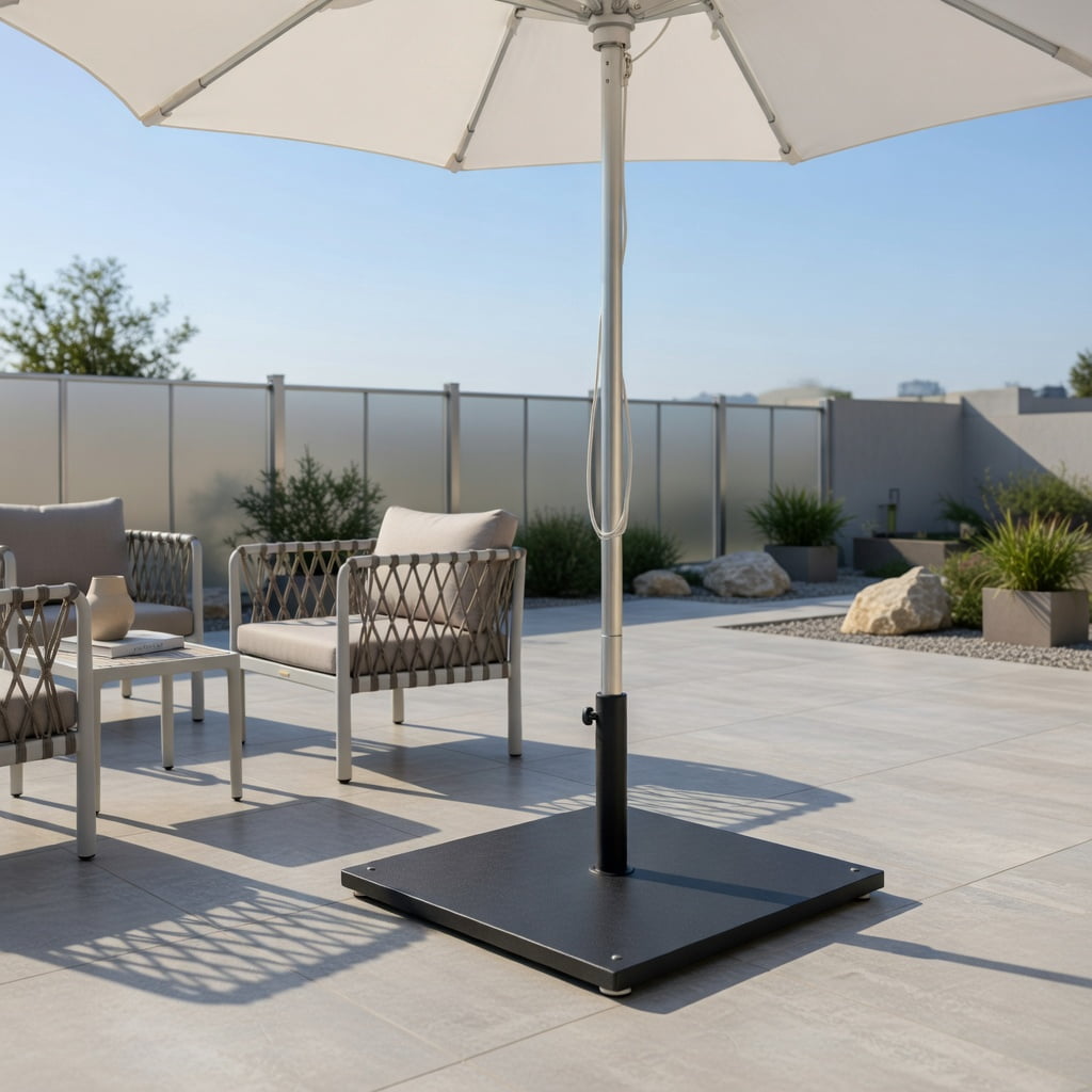 Resenkos Outdoor Umbrella Base, 20 Inches Patio Umbrella Base with 4 Adjustable Footpads, Black