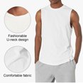 thumbnail image 3 of Men's Cotton Sleeveless Workout Sport Shirts Running                   Tops Sleeveless Muscle T-Shirt, White, 3 of 5