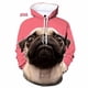 thumbnail image 3 of Sudadera con capucha con estampado 3D de perro PUG para hombre, sudadera con capucha divertida para niño, ropa de calle, sudaderas para hombres, 3 of 5