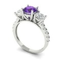 thumbnail image 2 of Clara Pucci 14K White Gold 1.97ct Amethyst Three-Stone Ring for Women, 2 of 8