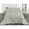 thumbnail image 2 of Ambesonne Vintage Quilted Bedspread Set 3 Pcs, English Garden Retro Art, Queen, Pale Almond Green and Pink, 2 of 4