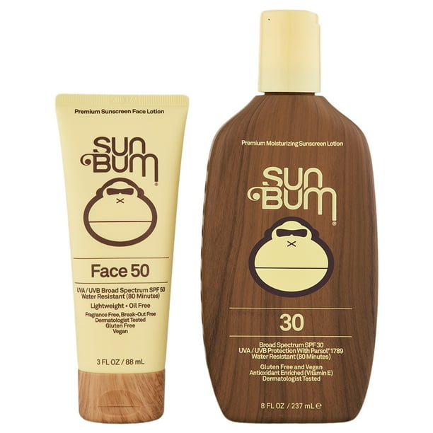 Sun Bum Original SPF 30 Sunscreen Lotion 8 oz & SPF 50 Clear Face