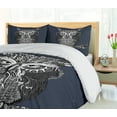 thumbnail image 5 of Ambesonne Indie Duvet Cover Sets, Owl Vintage Ornaments, 2-Queen, Charcoal Grey Dark Blue, 5 of 7