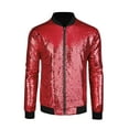 thumbnail image 5 of INSPIRE CHIC Men's Jackets Long Sleeve Zipper Glitter Bomber Jacket Coats 2XL Red, 5 of 6