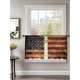 thumbnail image 2 of Vintage USA Flag Sheer Curtains 2 Panels Set Wood Grain Texture Patriotic Independence Day Lihgt Filtering Rod Pocket Voile Drape, Semi Sheer Window Curtains for Bedroom Living Room, 52"x54", 2 of 5