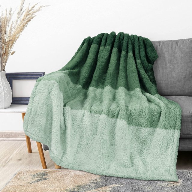 Manta PAVILIA Fluffy Sherpa Ombre 150 x 200 cm, color verde