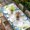 GreenYellow RoyalBlue, variant on Blue Hydrangea Table Cloths for 4 Foot Rectangle Tables, Rustic Wooden Butterfly Spring Floral Patio Waterproof Elastic Fitted Tablecloths, Washable Rectangular Table Cover for Camping