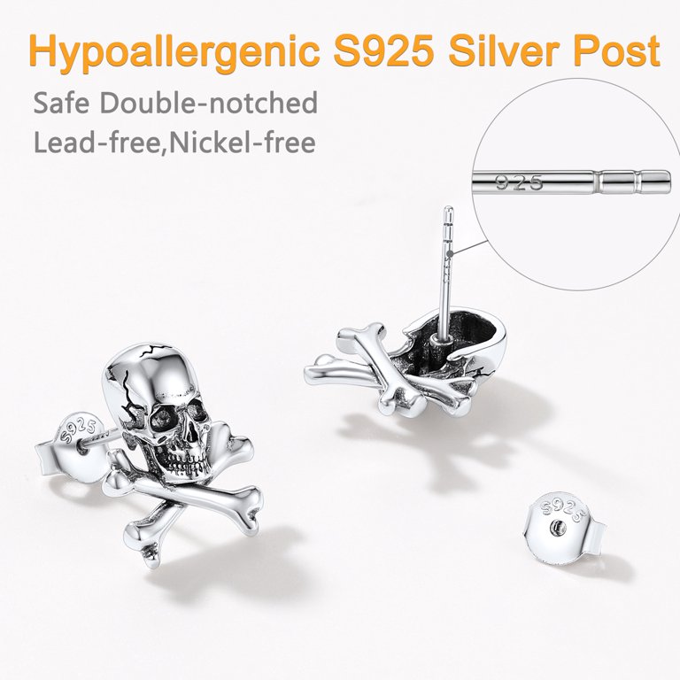 Black Cross Stud Earrings S925 Sterling Silver – Small Hypoallergenic Screw Back For Cartilage & Tragus