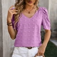 thumbnail image 3 of Mittory Summer Tops for Women Trendy Casual Chiffon Blouse Floral Ruffle Short Sleeve Tops Loose Summer Shirts, 3 of 5