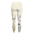 thumbnail image 6 of Renewold Floral Beige Yoga Leggings for Women with Pockets Elastic Trendy Exercise Yoga Pants High Waisted Full Length Graphic Pants for Running Sports Party, M, 6 of 8