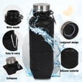 thumbnail image 3 of KEMIER Collapsible Water Bottles Leakproof Valve Reusable BPA Free Silicone Foldable Water Bottle for Sport Gym Camping Hiking Travel Sports Lightweight Durable 23.6oz 700ml（Black）, 3 of 7