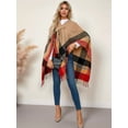 thumbnail image 6 of Women'S Wraps Open Front Travel Poncho Cape Warm Oversized Plaid Sweaters Casual Cardigan Shawls Yellow One Size, 6 of 8