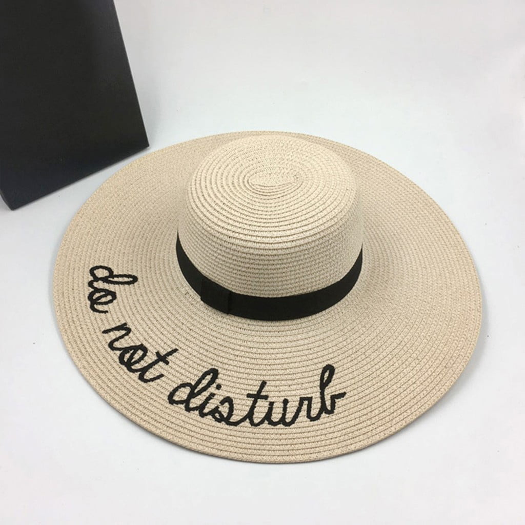 Straw Hat Sun Floppy Wide Hats Letter 