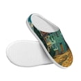 thumbnail image 3 of Qekee Impressionist Village Sky Print TPR Cotton Slippers for Adults,Indoor Non-Slip House Shoes,Plush Home Floor Footwear Unisex-13, 3 of 7