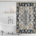 thumbnail image 2 of Boho Navy Blue Shower Curtain Set - 72" x 78" Washable Bathtub Curtain with 12 Hooks, Vintage Southwestern Geometric Ethnic Waterproof Fabric Stall Shower Curtains for Bathroom/Bathtub Décor, 2 of 6