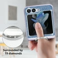 thumbnail image 3 of for Galaxy Z Flip 5 5G Case with Ring, Glitter Crystal Bling Sparkly Leather with Slim Fit Hard PC Bumper Protective Cases Cover Compatible with Samsung Galaxy Z Flip 5 5G 2023, Blue, 3 of 7