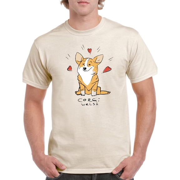 Cute Corgi Doodle T-Shirt Men -Image by Shutterstock, Male XX-Large