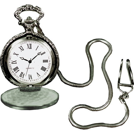 Morris Costumes Pocket Watch With Chain Silvrtone, Style BB337