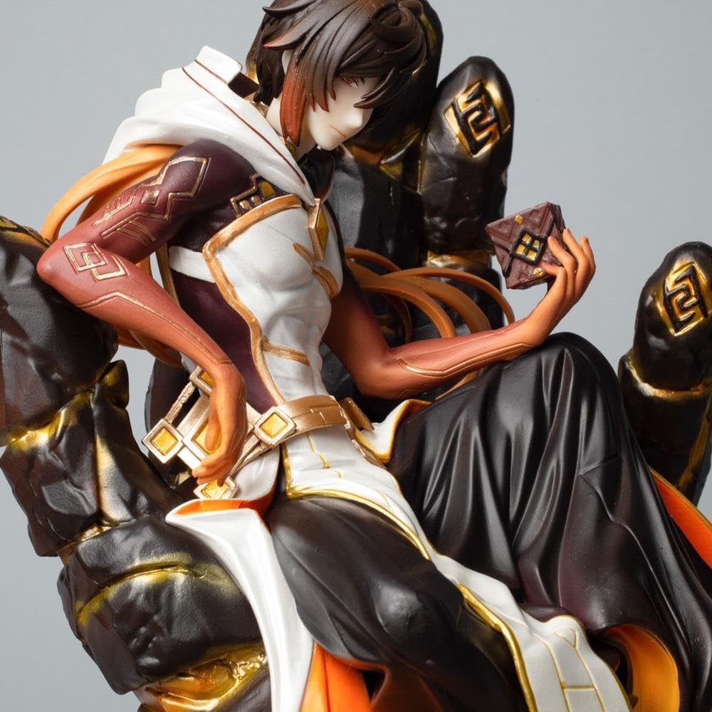 Zhongli Figure Sitting Five Finger Throne Zhongli Anime Figures 26cm/10.2inch PVC Handmade Game Model Statue Collectible Craft Gift