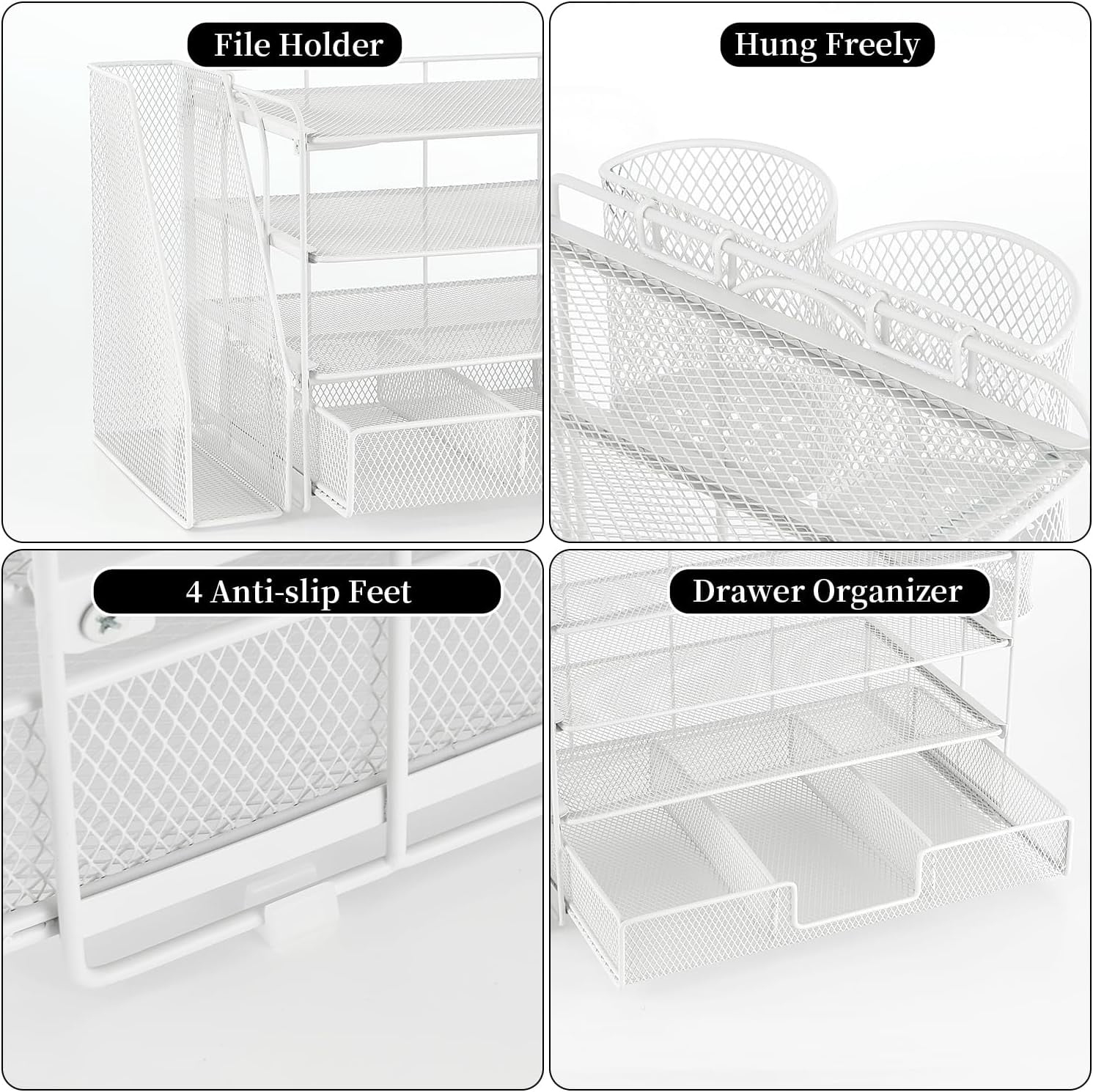 Desk Organizers and Accessories with File Holder,Desk Accessories & Workspace Organizers with Drawer and  Pen Holder, Paper Organizer for Office Supplies