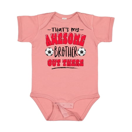 

Inktastic That s My Awesome Brother out There with Soccer Balls Gift Baby Boy or Baby Girl Bodysuit