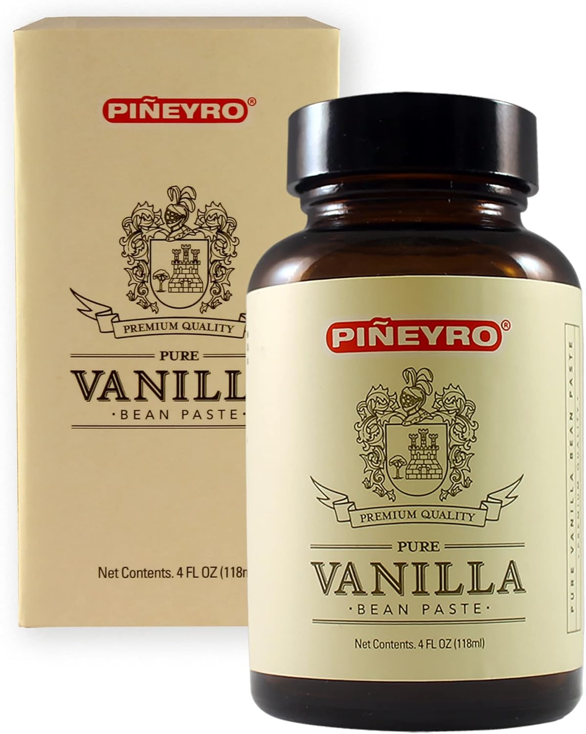 Piñeyro (Pineyro) Vanilla Paste | From Vanilla Beans | Perfect for Baking, Cooking & Desserts | 100% Vegan & Kosher | Non-GMO & Gluten-Free | 4oz.