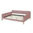 thumbnail image 6 of Harper & Bright Designs Full Size Velvet Upholstered Daybed with Button Tufted and 4 Wood Support Legs, Full Day Bed Sofa Bed Frame for Livingroom Bedroom Apartment, Pink, 6 of 10